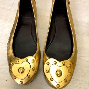 Tory Burch Gold Heat Flats